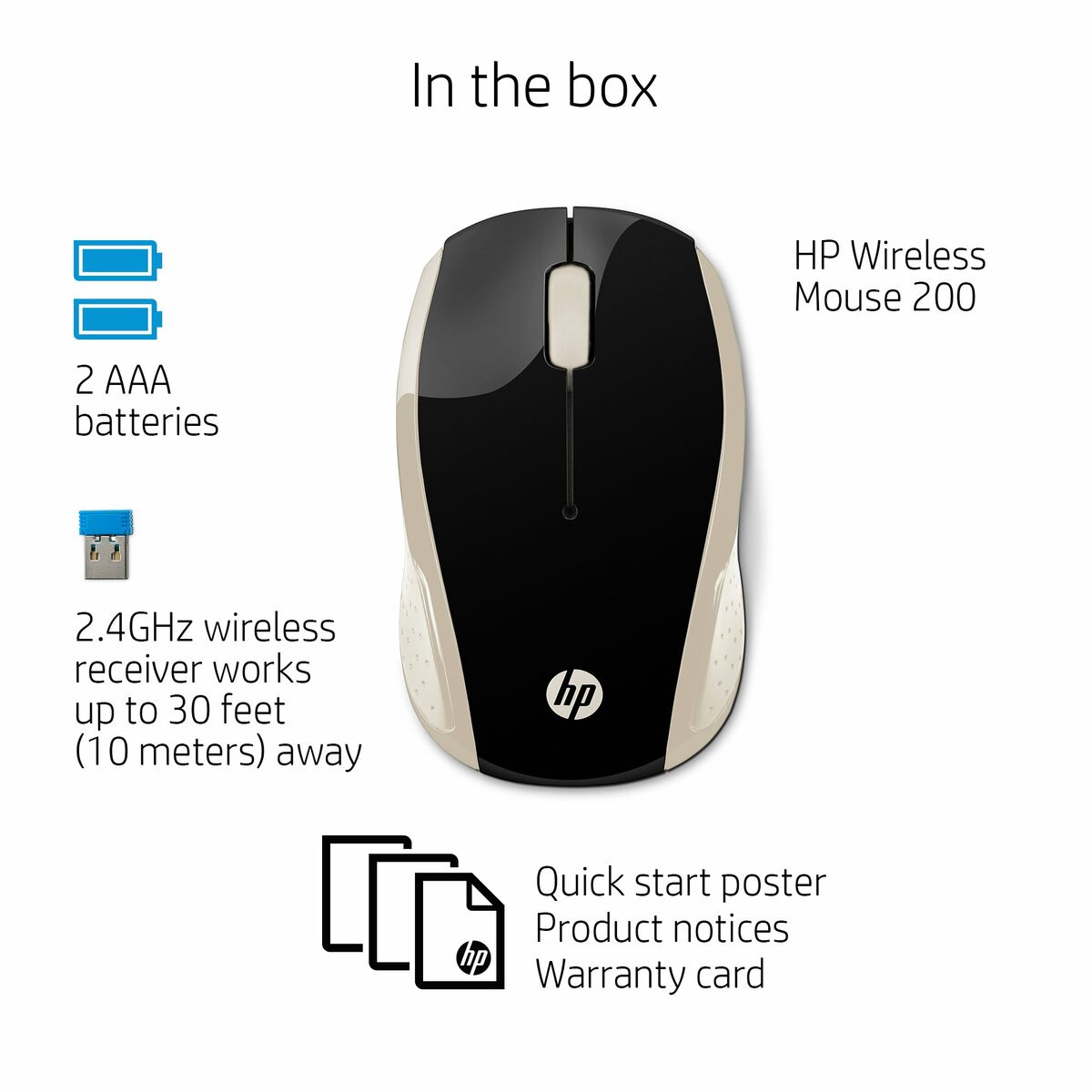 Souris sans-fil HP 200 (Silk Gold) Doré